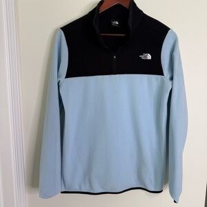 The North Face Blue Black Colorblock Quarter Zip Fleece Size Medium
